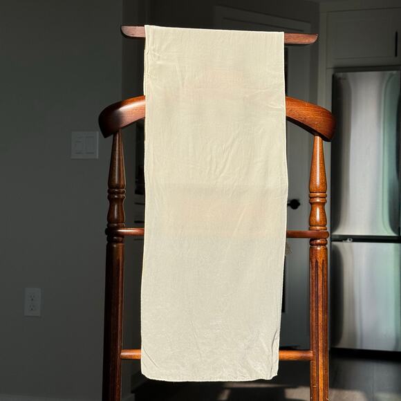 Sacha Accessories - Vintage Sacha 100% Silk Oblong Scarf Ivory Cream Made in Korea 44 x 11 in